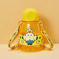 Minions Flower Theme 800mL/27.05oz Backpack Lid Plastic Cup, Drop-Resistant & Easy To Clean, With Bu