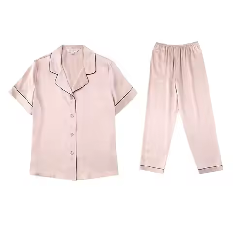 SedaCashemre 100% mulberry silk Pijamas Lady Summer short-sleeved trousers 19MM 6A Heavy silk pajama