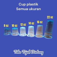 (semua ukuran) Gelas Cup Plastik Datar / gelas es teh / gelas es jus / cup plastik 8 oz, 10 oz, 12 oz, 14 oz,  16 oz, 22 oz