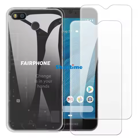 Soft Case + 2 Pack Tempered Glass Screen Protectors for Fairphone 3, 3+, 3 Plus, 3 Pro Full-Body Pro
