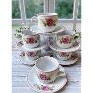 1 SET OF PATTERNED CERAMIC CUPS 1 SET OF 12 (6 CUPS + 6 COASTERS) PATTERNED CERAMIC CUPS