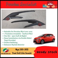 Perodua MYVI 2021-2023 Front Grill Side Garnish Front Grill Cover Diffuser Cabon Design Accessories