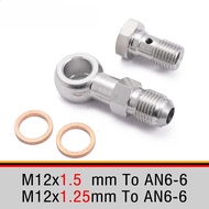 Stainless Steel M12x1.5mm/M12x1.25mm To AN6-6 Banjo Bolts Brake Line Fittings Adapter Thread Single 