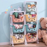 4layer Toys Organizer Trolley Kid Toys Storage Rack Easy to Assemble with Wheels