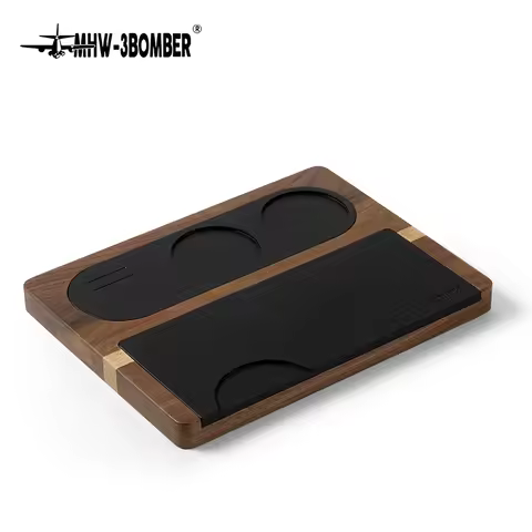MHW-3BOMBER Espresso Tamping Station 51/53/58mm Universal Wooden Portafilter Tamping Holder with Sil