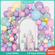 GeeParty 114pcs Pastel Confetti Macaron Balloon Garland Pink Blue Purple for Wedding Birthday Party