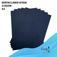 HITAM 210gsm Black LINEN Paper