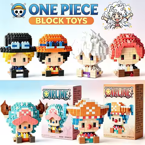 ONE PIECE Micro Building Blocks Sun God Nika Luffy Zoro Chopper Ace 3D Assembly Mini Bricks Toys Bir
