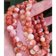 N0822F7 Southern Red/Baoshan Red White Material Necklace, Can Wrap Hands 4 Circles, Card 8.6mm