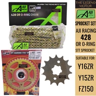 Y15ZR Y16ZR FZ150 AJI RACING 428 ORING KLO CHAIN RANTAI GOLD EMAS STT SPROCKET SPOCKET SPOKET SPROKE