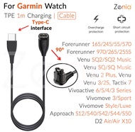 Zenia 1 ม./17 ซม. อะแดปเตอร์ชาร์จสมาร์ทวอทช์ USB-A Type-C ข้อศอกเพศหญิงสายชาร์จสำหรับ Garmin Forerun