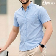 BAJU RAYA PLAIN FORMAL KEMEJA LELAKI LENGEN PENDEK ,Teal blue,Merun,Hitam,Sage Green,Coffee