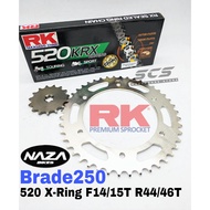 RK Sprocket Set NAZA Blade 250 GB KRX X-Ring Black Gold Chain Rantai Xring 520 NazaBlade 650 250 Racing Part Accessories