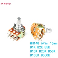 5Pcs/1pc WH148 Dual Potentiometer 1K 2K 5K 10K 20K 50K 100K 500K ohm B1K B2K B5K B10K B20K B50K B100