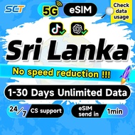 Wefly Sri Lanka eSIM 1-30 Days Unlimited 5G/4G Data eSIM Sri Lanka Sri Lanka SIM Card eSIM send in 1