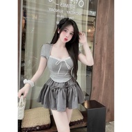 THAO MINHON women's big size set, lace crop top set with CV foam and lined pants (S87)60-90KG