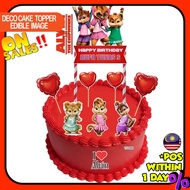 [CUSTOM NAME] Happy Birthday Cake Topper Alvin and the Chipmunks Decoration Set Party Accessories Ba