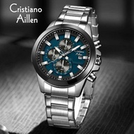 [Siap Kirim] Jam Tangan Pria Cristiano Aillen 8892 Rantai Black Chrono & Date Aktif Original