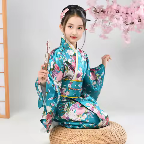 Boy Komono Children Party Evening Dress Japanese Baby Girl Kimono Children Vintage Yukata Kids Girl 
