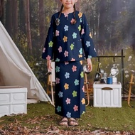 Children's Traditional Malay Skirt, Fresh Flower Design, Machine Washable, Wrinkle Resistant and Iro