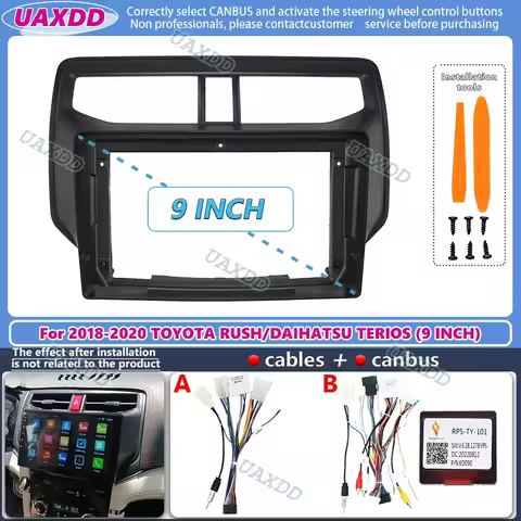 For 2018-2020 TOYOTA RUSH DAIHATSU TERIOS 9INCH 2 Din Car Android frame fascia cable video harness a
