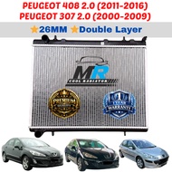 PEUGEOT 408 2.0/ 307 2.0 (26mm) Double Layer UPGRADE TOP QUALITY AUTO/MANUAL Radiator Tangki Air
