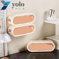 YOLO Figures Display Rack, Beige/Black Plastic Figures Display Box, Practical Wall Hanging with Lid Dustproof Doll Cabinet Storage Organizer for Home