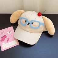 Cute Cute Cute Cute Glasses Cherry Puppy Baseball Cap Female Cartoon Cute All-Match Unique Face Smal