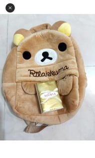 鬆弛熊，背包/輕便袋/實用袋，Rilakkuma，90%新（只用過兩三次），適合1至3歲小朋友用，日本買回來的，清屋環保價$24，港鐵站交收Rilakkuma, backpack/light bag/