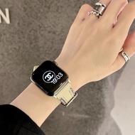 Hecj029โซ่ข้างหนังแท้สำหรับสายคาด Apple Watch ชุด8 7 SE 6 5,โซ่ข้างหนังแท้สำหรับสายรัดสำหรับ Iwatch ขนาด49มม. 41มม. 45มม. 44มม. 40 42 38มม.