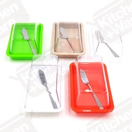 Plastic Butter Dish with Butter Knife Set / *Colours Given at Random