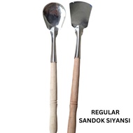 ♞BSS REGULAR SANDOK SIYANSI SET / STAINLESS STEEL SANDOK WOOD HANDLE / SIYENSI / FRYING SPOON
