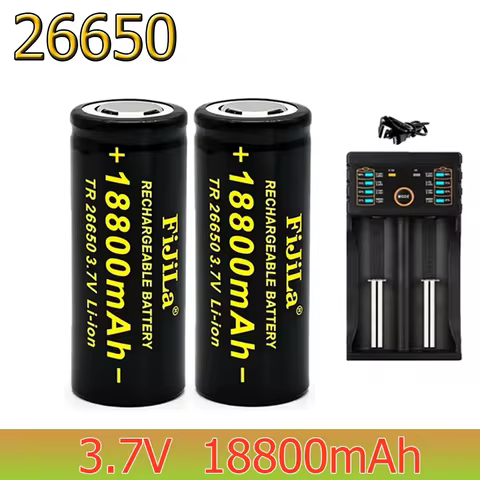26650 battery 18800mAh 3.7 V 50A lithium ion battery for 26650 LED flashlight + charger