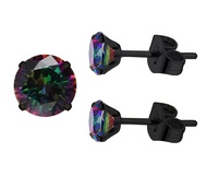 5A Stunning Rainbow Rose Gold Black Hypoallergenic Quartz Stone Surgical 316L Stainless Steel,Hypoal