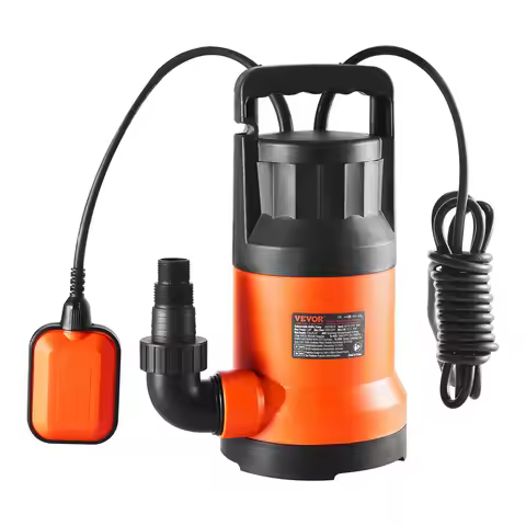 SucceBuy Utility Pump 1HP 4000GPH High Flow 31ft Head Sump Submersible Water Pump with 10ft Long Pow