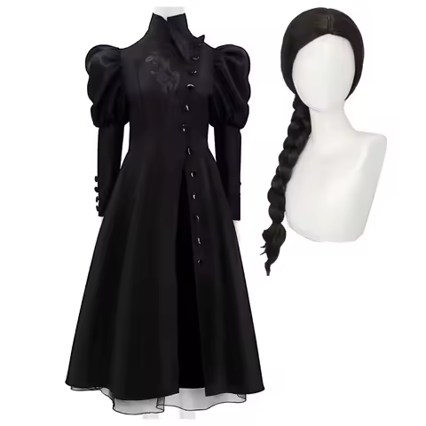 Halloween Wicked Witch Elphaba Cosplay Wizard Black Long Dress Costume Or Wig