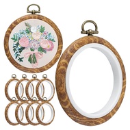 HAPPY TIME-10Pcs Round Embroidery Hoops Set Kit 3 Inch Imitated Wood Embroidery Display Frame Set fo