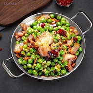 ELMER Frying Pan, BBQ Plate Salad Bowl Dry Pot, Reusable Double Ear Stainless Steel 22/24/26/28/30cm Kitchen