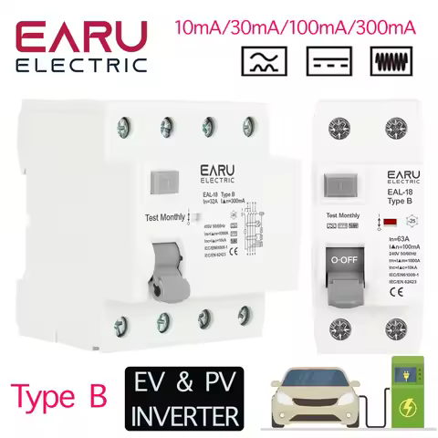 2P 4P 10/30/100/300mA Electric Vehicle EV Charging Pile Residual Current Breaker DC RCCB RCD Type B 