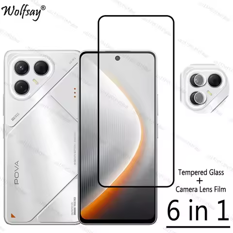 Full Cover Tempered Glass For Tecno Pova 7 Screen Protector For Tecno Pova 7 Camera Len Protective G