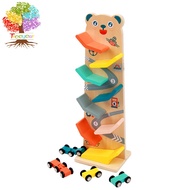 Treeyear Toddler Toys Race Track,Wooden Ramp Car Ramp Racer Colorful Wood Race Track Ramp