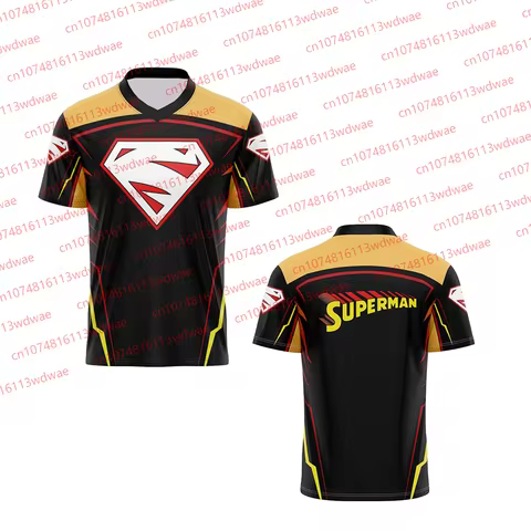 Superman Cosplay Men Rugby T-Shirt Marvel Oversized Loose American Football Unisex Fitness Kit Child