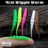 Wiggle Worm 4cm 1Pack/20pcs Fishing Lure Ajing Umpan Pancing Casting Worm Softplatic Ultralight