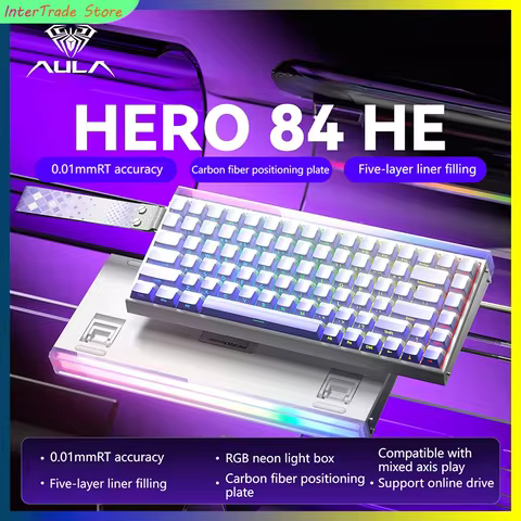 AULA Hero84 HE Custom Wired Mechanical Keyboard RT High Performance Magnetic Axis RGB Neon Light Box