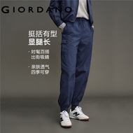 GIORDANO WOMEN Woven Cargo Pants with Elastic Waist, Cuffed Ankles & Brand Print 12416001