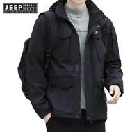 JEEP SPIRIT 1941 ESTD Autumn/Winter Men's Casual Cotton Velvet Hoodie
