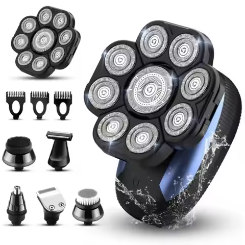 Head Shavers for Bald Men 9D Electric Rotary Shaver Multifunctional Mens Bald Head Shaver Cordless E