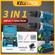 588v Cordless Impact hammer Drill Screwdriver Drill 3 Mode 2Speed 2PCS Batteries +Plastic box+Access