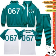 Baju Squid Game Costume Baby Boys Girls Jacket T-shirt + Pants 3pcs Number  067 Kids Clothes Spring 