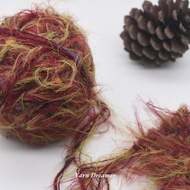 Fur Yarn for Crochet Bundle Plush Yarn Crochet Yarn for Bag Dark Red Green Multicolored Yarn Art Fuz